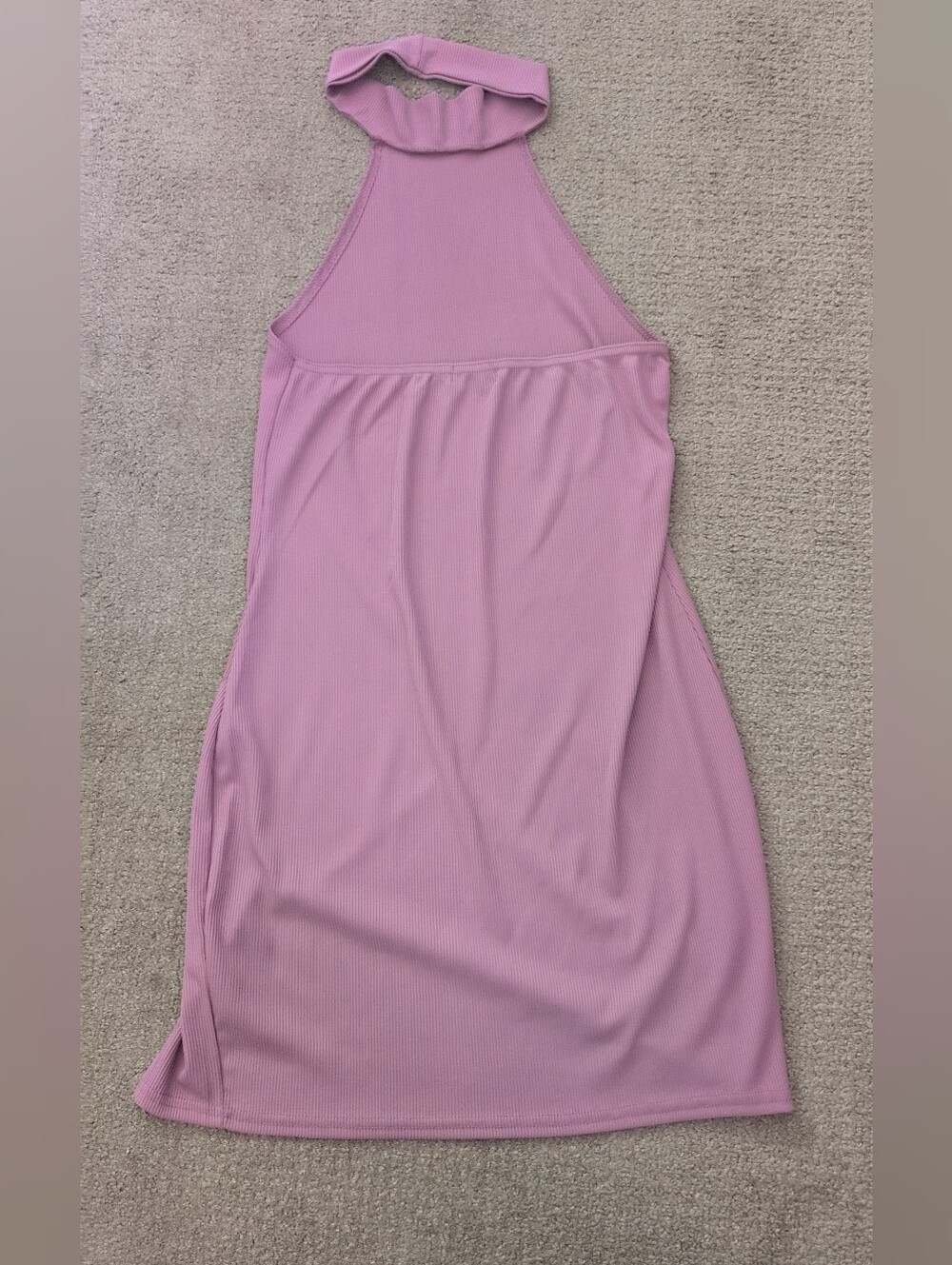 Pretty Little Thing Ribbed Halter Turtleneck Mauve Bodycon Dress With Slit - Picture 2 of 9